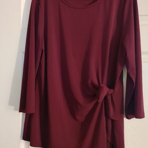 Wine colored side tie blouse